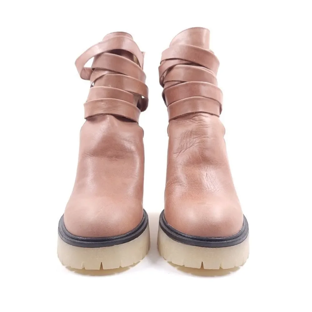 Free People Jesse Cutout Platform Boot Womens Size 38 English Tan